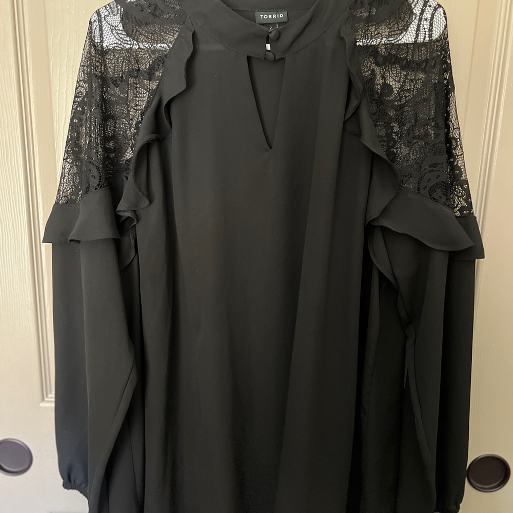 Torrid Black Lace Detail Women's Top